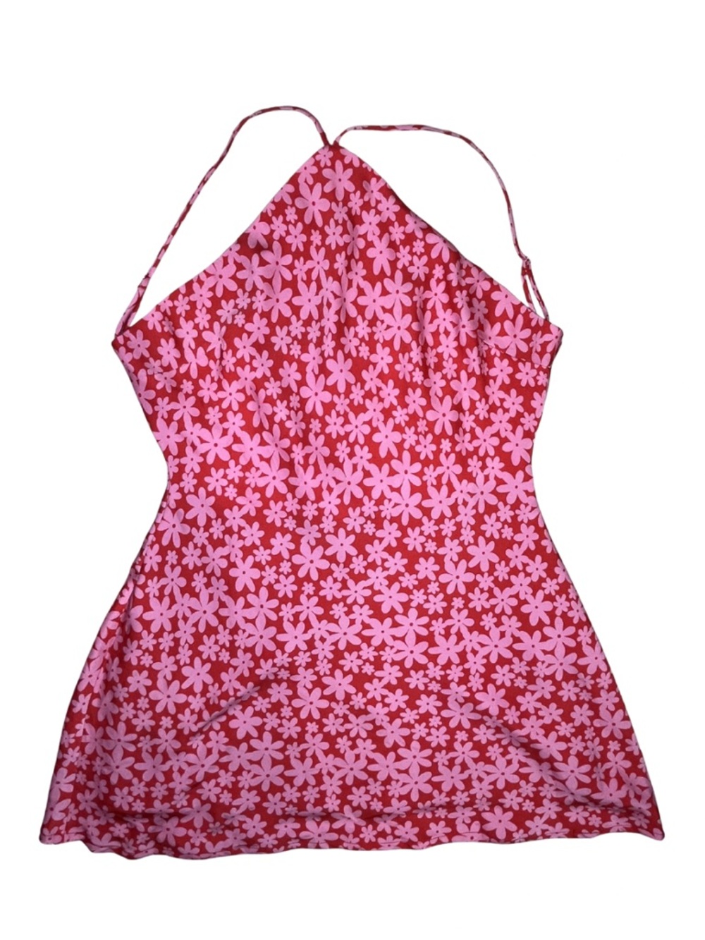 Rochelle’s Boutique Whitney Floral Halter Mini Dress Pink Red Women’s Medium
